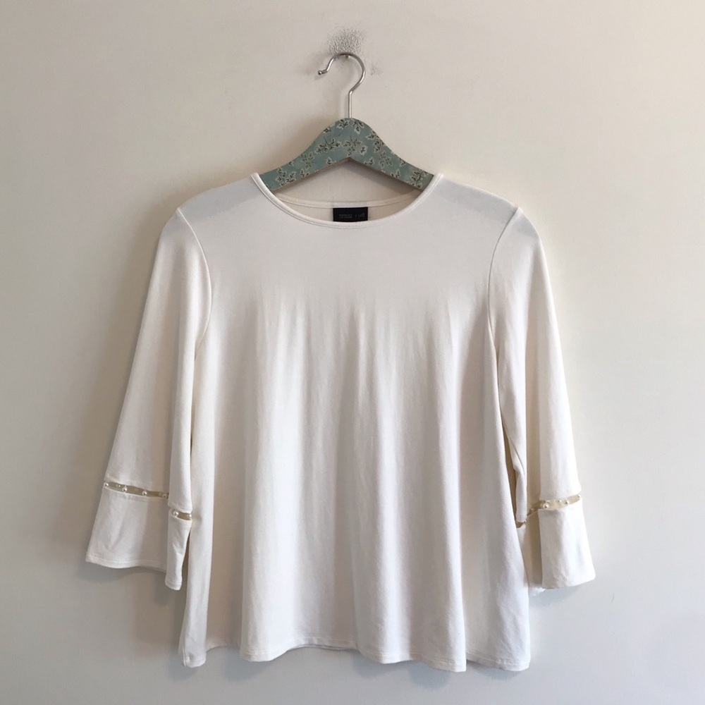J. Jill | White Pearl Sleeve Top